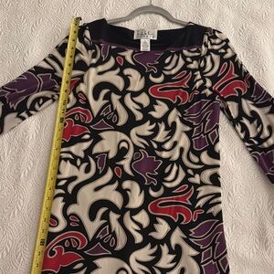 Nicole Miller Black and Cream Sheath Midi Dress Long Sleeve